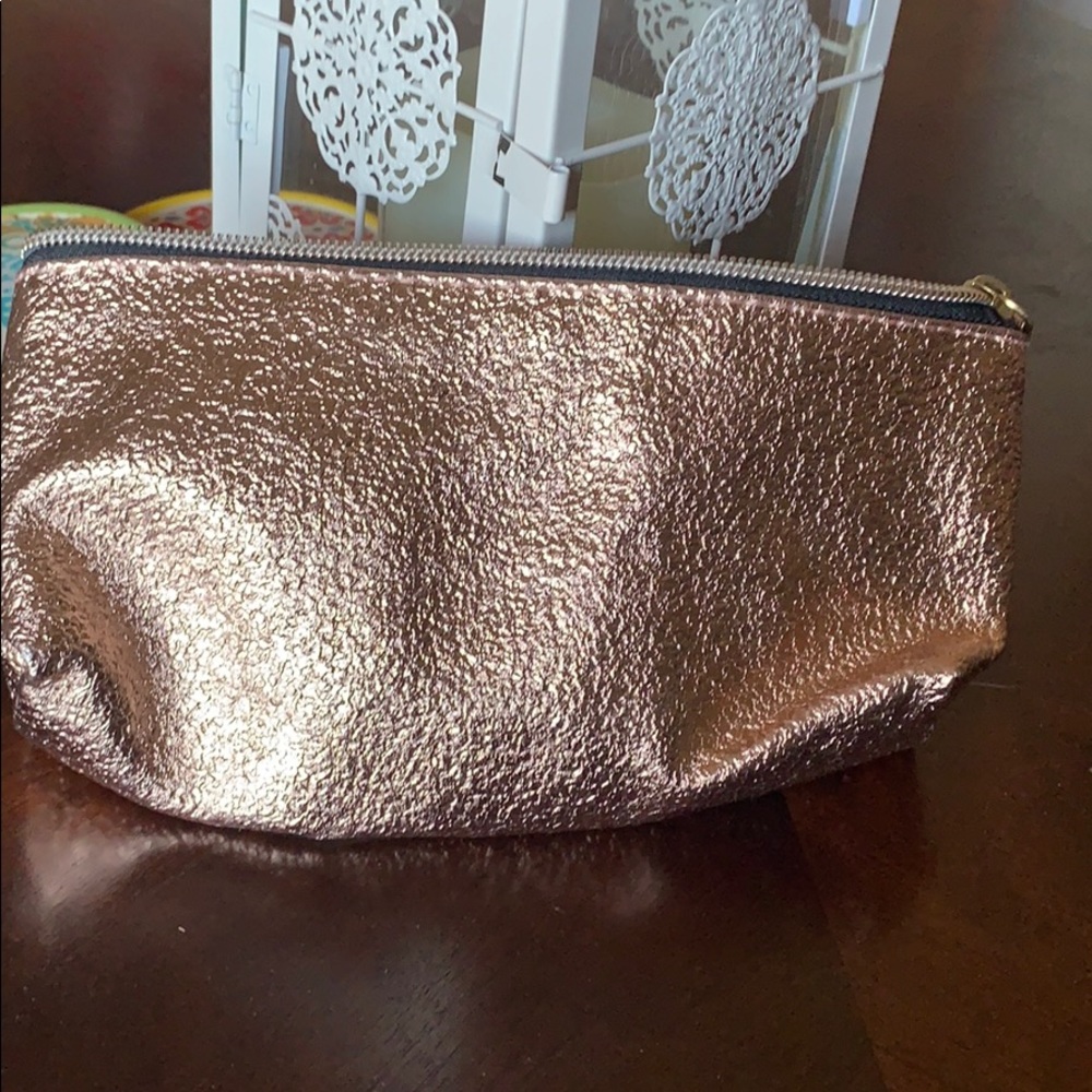 Rose gold makeup bag